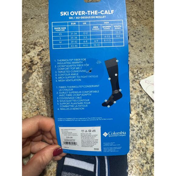 Columbia Ski Over-the-Calf Socks – 2 Pairs – Size M – New - Picture 4 of 5